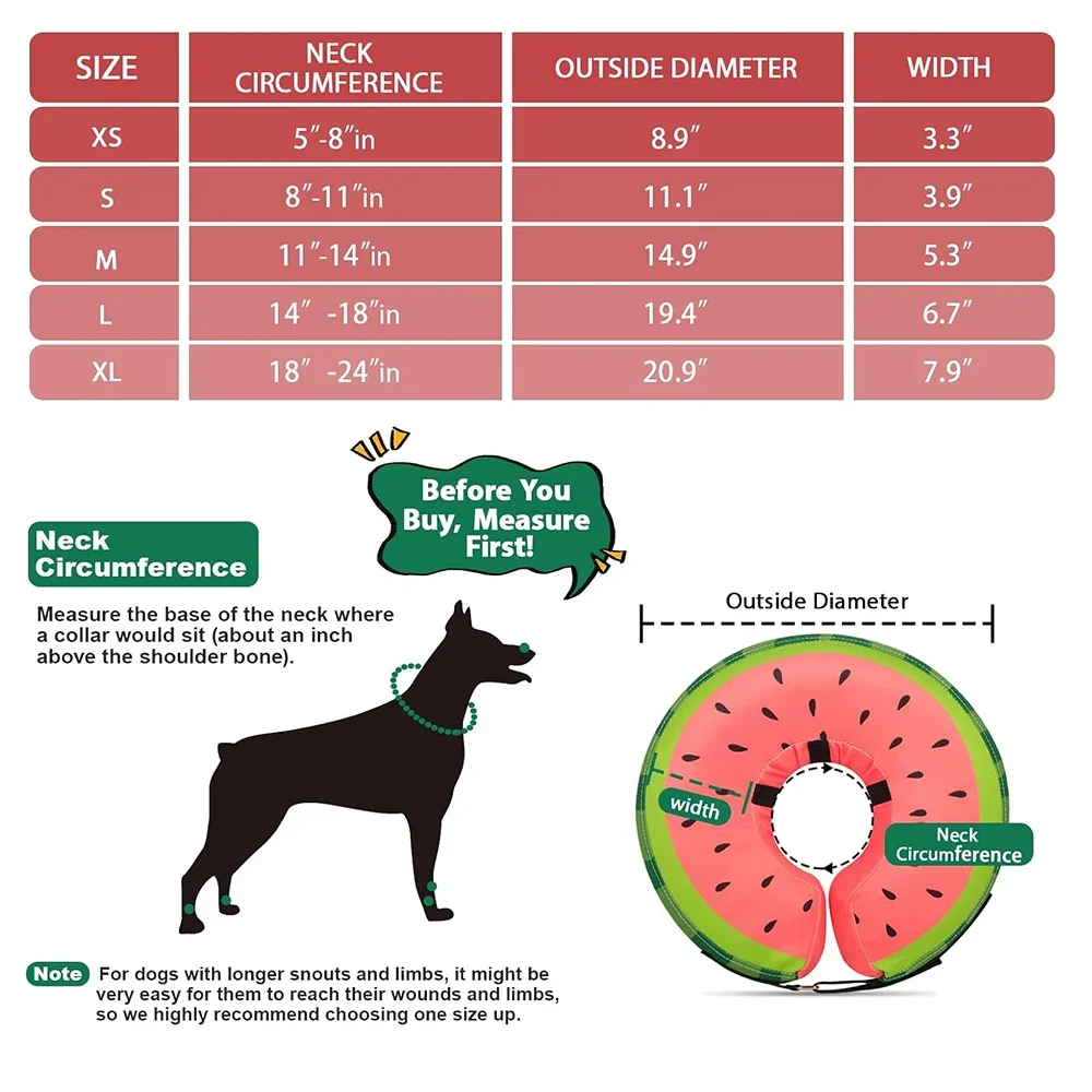 Inflatable Dog Collar Anti-bite Elizabethan Collar for Dogs Cat Recovery Neck Wound Protective Recovery Cone Dog Accessories