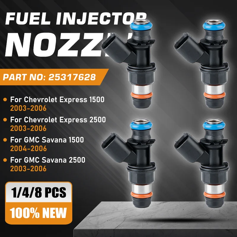 

1/4/8 Pcs Fuel Injectors Nozzle 25317628 For Chevrolet Express GMC Savana 5.3L 6.0L V8 8 Cylinders 2003-2006 17113553 25320288