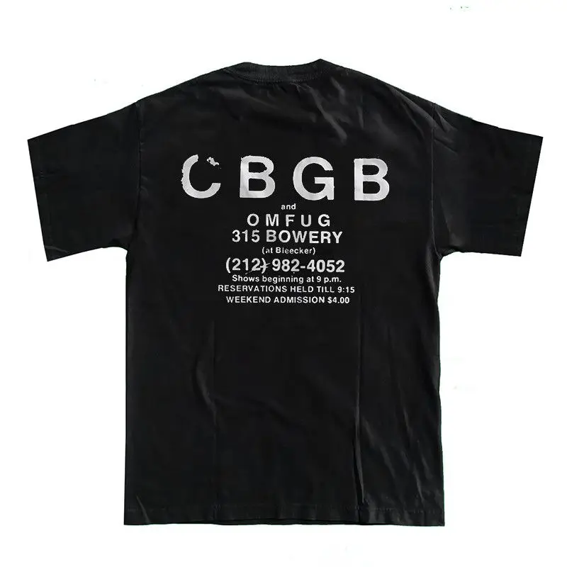 تي شيرت Ramones &CBGB Rock Club American Vintage بأكمام قصيرة للرجال من القطن الخالص