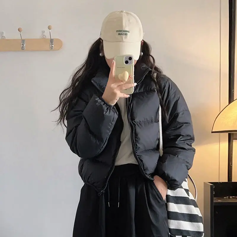 Short Coats Parkas Women Zipper Jackets Full Sleeve Thick Warm Jacket Y2k Streetwear Elegant Work Solid Coat Autumn Winter 2025