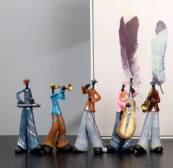 1 resin band statue, creative instrument model sculpture, Nordic style home decoration for living room, porch, and study