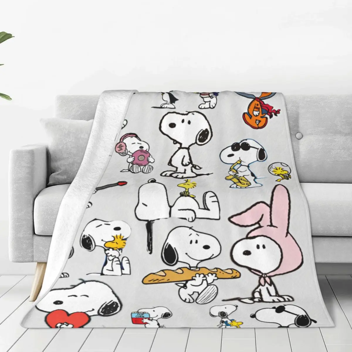 Peanuts Snoopy Woodstock Coral Fleece Plush Throw Blankets Cartoon Cute Blanket for Bedding Outdoor Lightweight Quilt