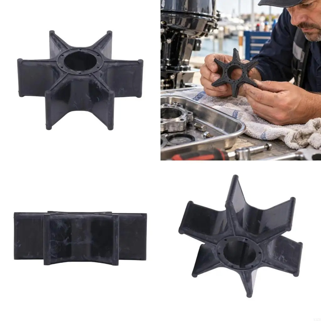 Motor Water Pump Impeller, Six Curved Rubber with Integrated Hub and Keyed Center Bore for Routine Pump X37F