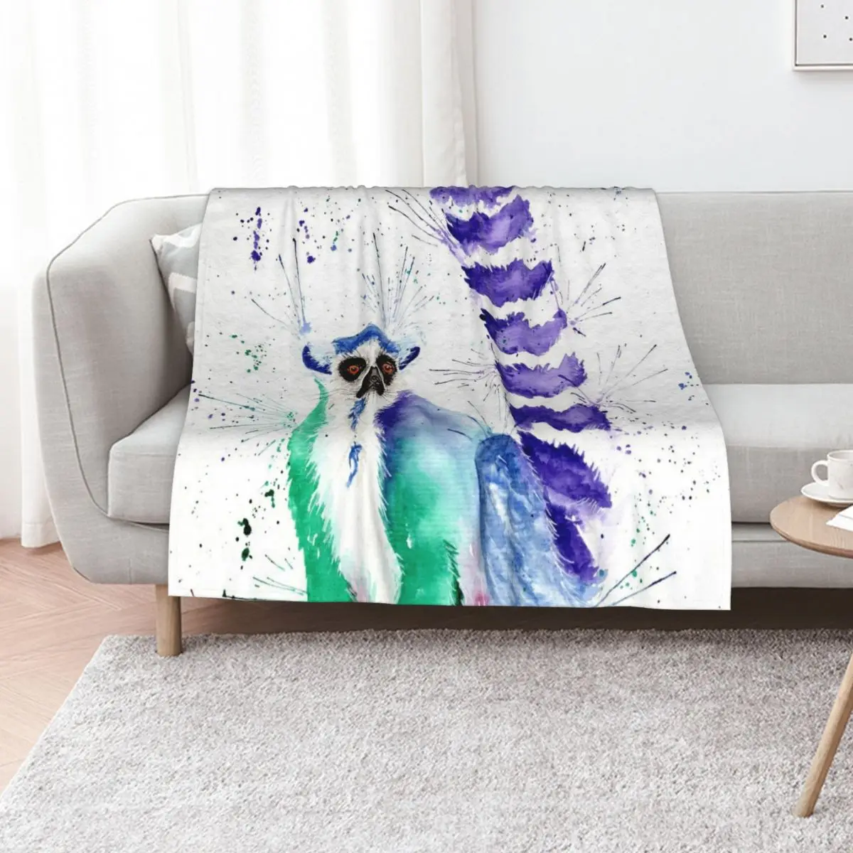 Cute quirky colourful sassy ring tailed Lemur Throw Blanket Luxurious Soft Blanket Holiday Gift for Family