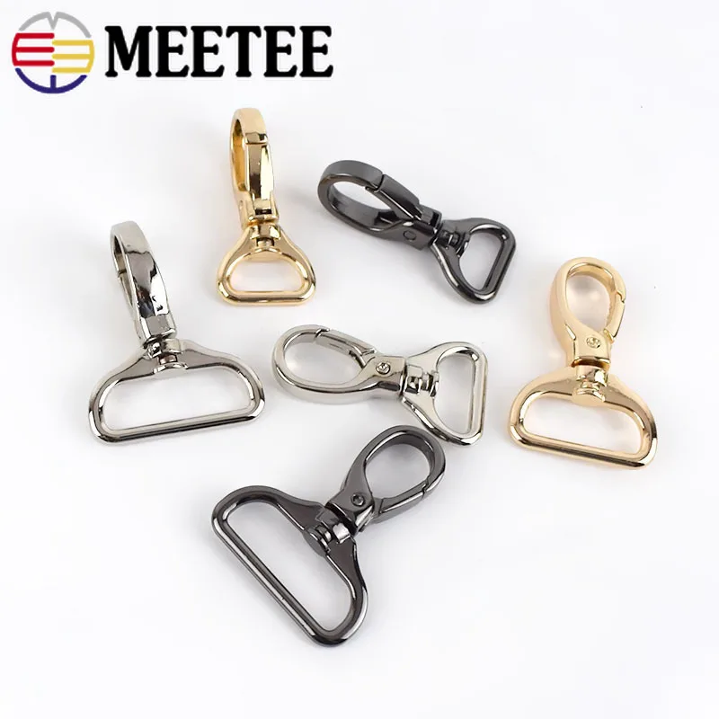 Meetee 10/20pcs 15/20/26/32mm 수화물 하드웨어 액세서리 금속 스냅 버클 백 스트랩 스위블 걸쇠 랍스터 후크 DIY 키 체인 클립