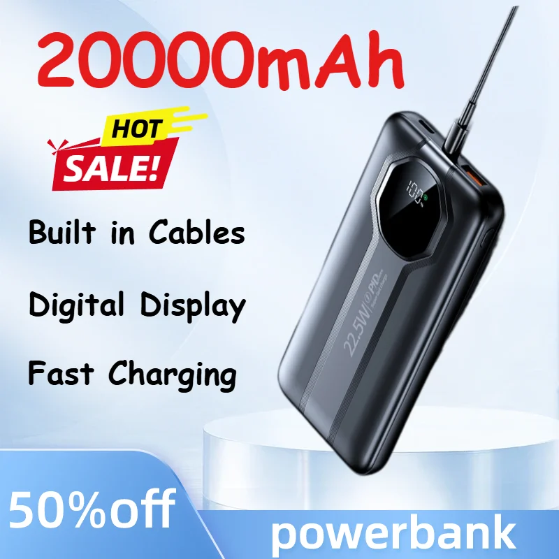 20000mAh PowerBank Fast Charging Portable Digital Display Power Bank External Battery for iPhone Samsung Huawei Large Capacity