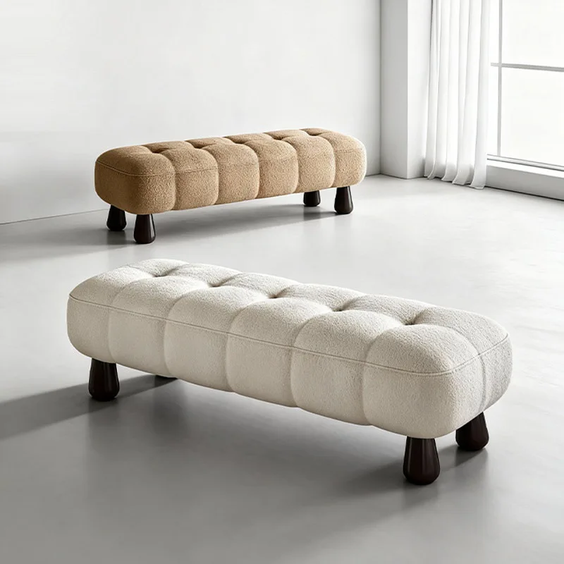 

Кремовый минималистичный прикроватный табурет-скамья для спальни и гардеробной, простой современный дизайн