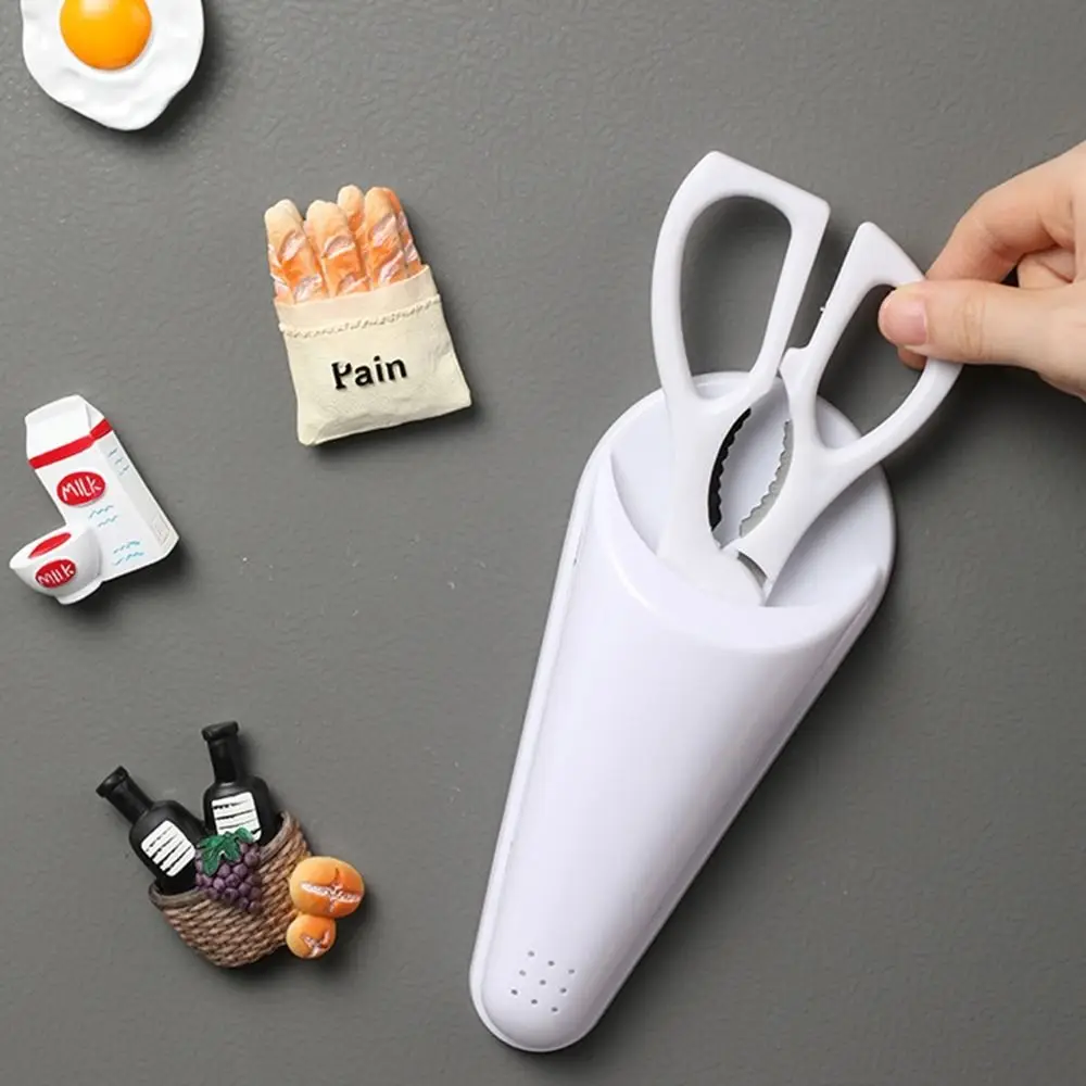 2Pcs Plastic Magnetic Scissors Storage Rack Simple Portable Scissors Protective Case White Scissors Holder for Kitchen