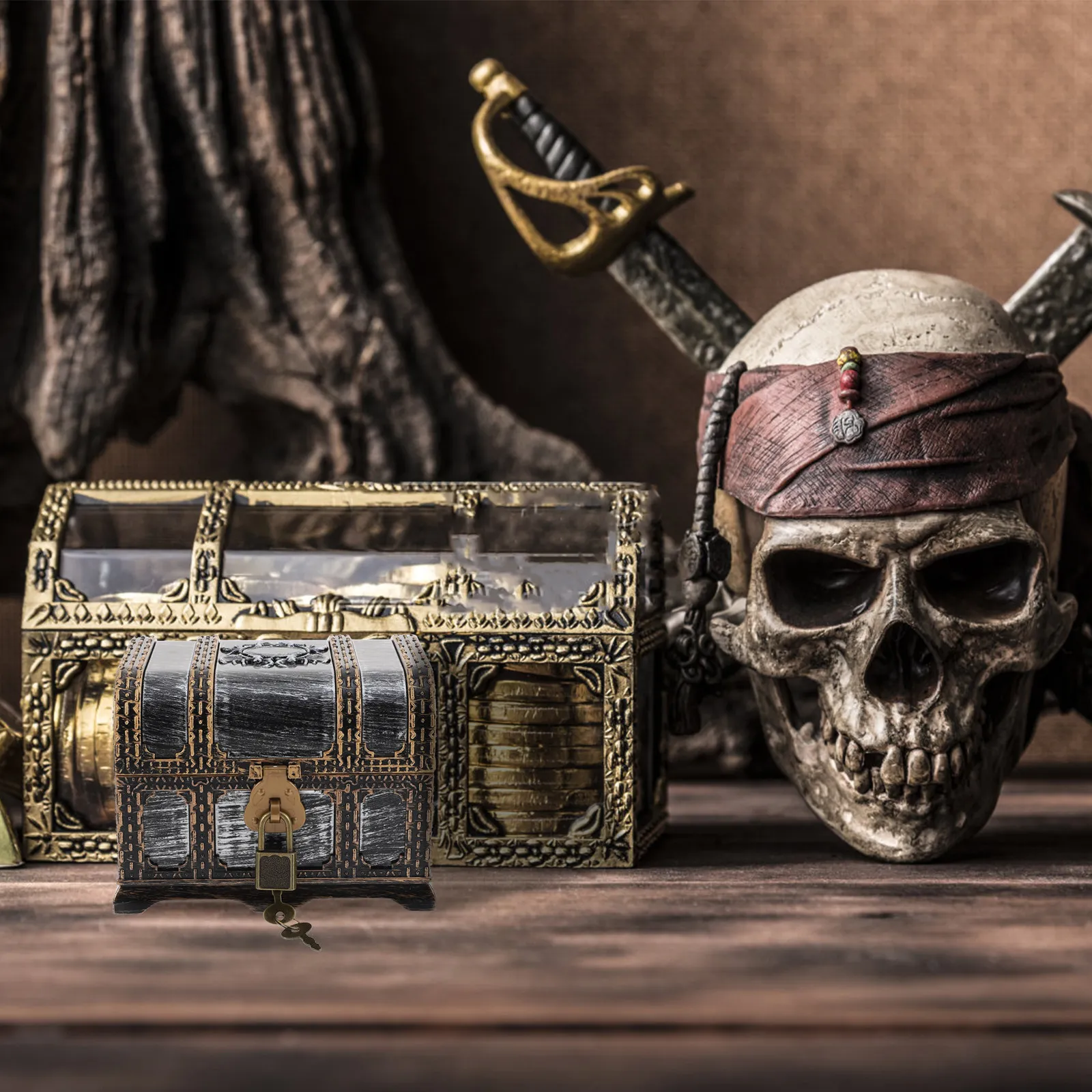 Storage Boxes Outdoor Decor Multi-function Treasure Chest Pirate Party Decoration