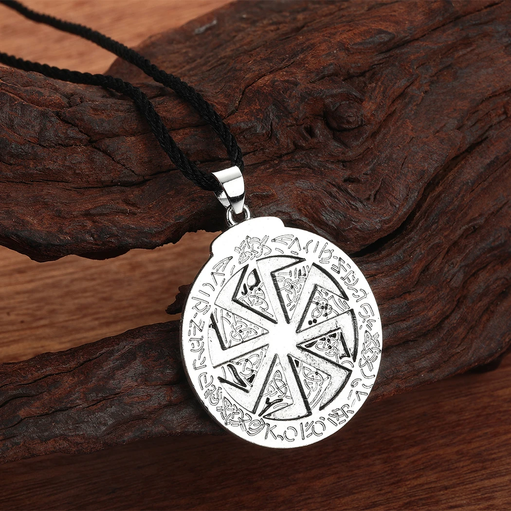 Cxwind Stainless Steel Kolovrat Pendant Necklace, Slavic Symbol of the Sun, Ornament Kolovrat Slavic Mythology, Sun God Svarog N