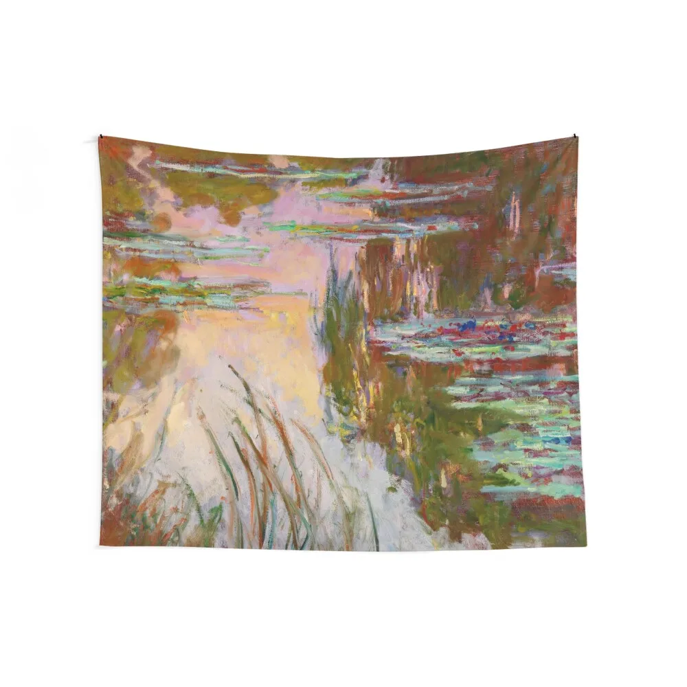 Water-Lilies, Setting Sun Monet Fine Art Tapestry For Bedroom Room Decorations Aesthetics Room Aesthetic Tapestry