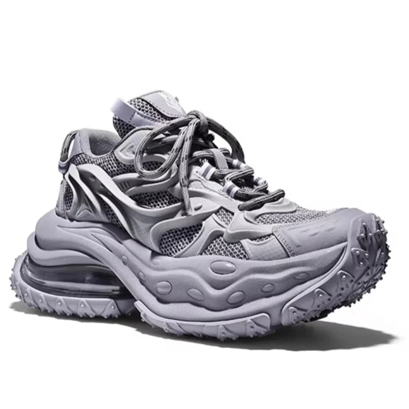 Thick Bottom White Daddy Shoes for Women's and Men's Chunky Sneakers Street-style Height-increasing Casual Sports Shoes Couple's