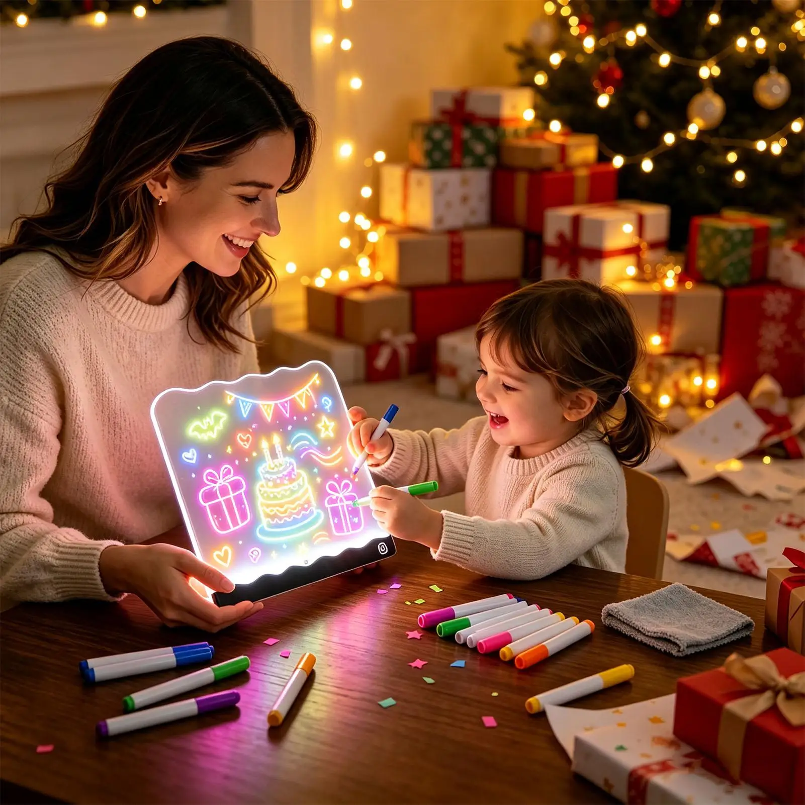 Light Up Drawing Board Rechargeable Writing Tablet With Markers LED Board For Kids Girls Boys School Classroom Home Travel Car