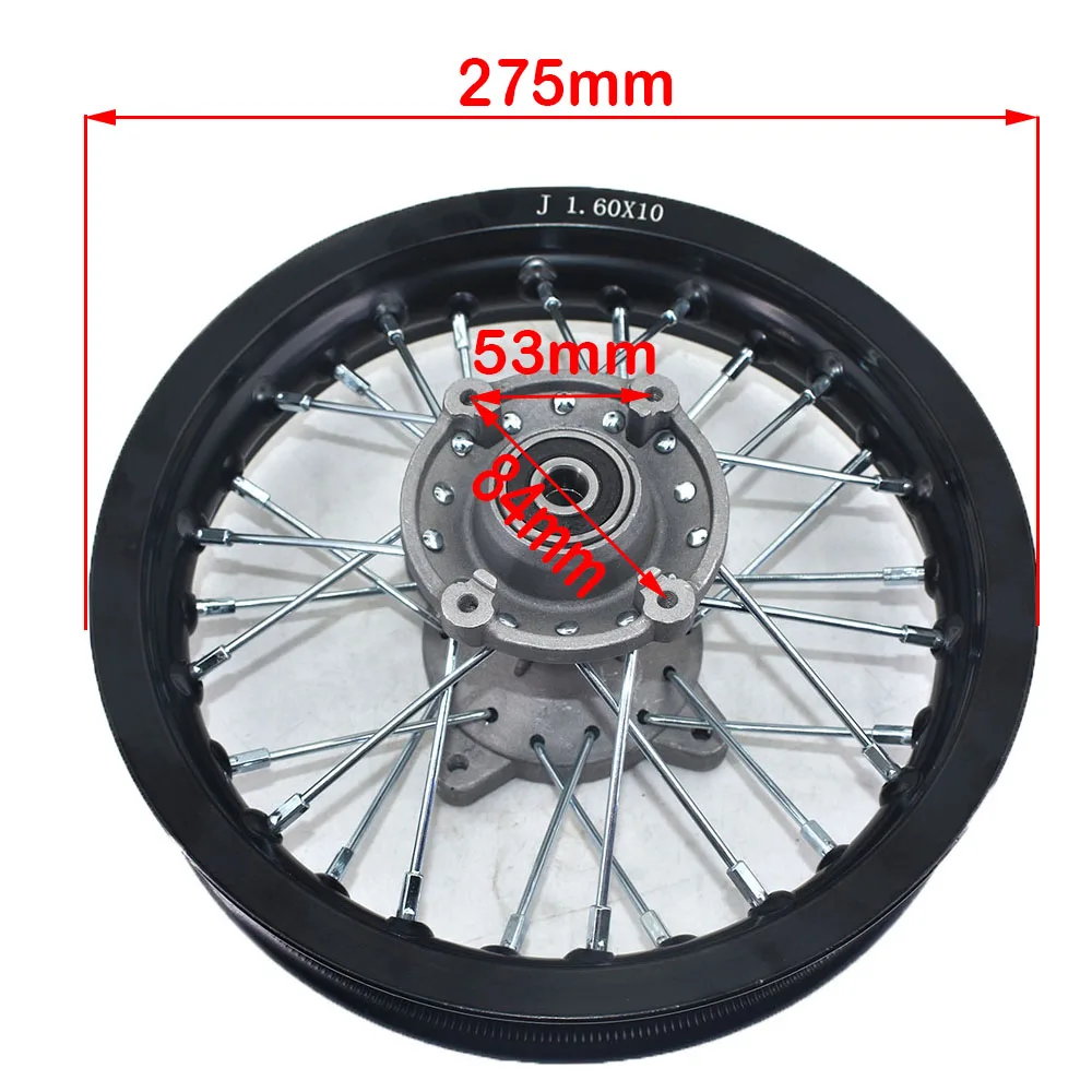 1.60-10 inch Rear aluminum Rims Brake Wheel Rims Hub for Mini Dirt pit bike Small cross motor 2 stoke Engine off-road motorcycle