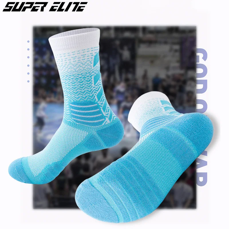 Men\'s Thickened Competition Comprehensive Practical Sports Socks Professional Basketball Socks Size EUR 38-44