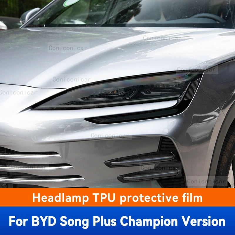 

For BYD SONG Plus Champion Version DM-i EV 2023 2024 Car Headlight Protective Cover Film Front Light TPU Anti-scratch Headlamp