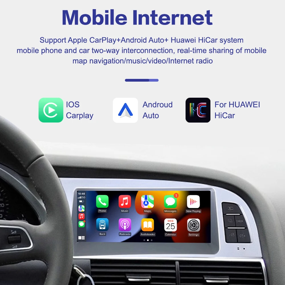 أندرويد 14 سيارة الوسائط المتعددة CarPlay شاشة راديو لأودي A6 C6 4F 2005-2015 MMI 2G 3G نظام تحديد المواقع والملاحة ستيريو واي فاي بلوتوث