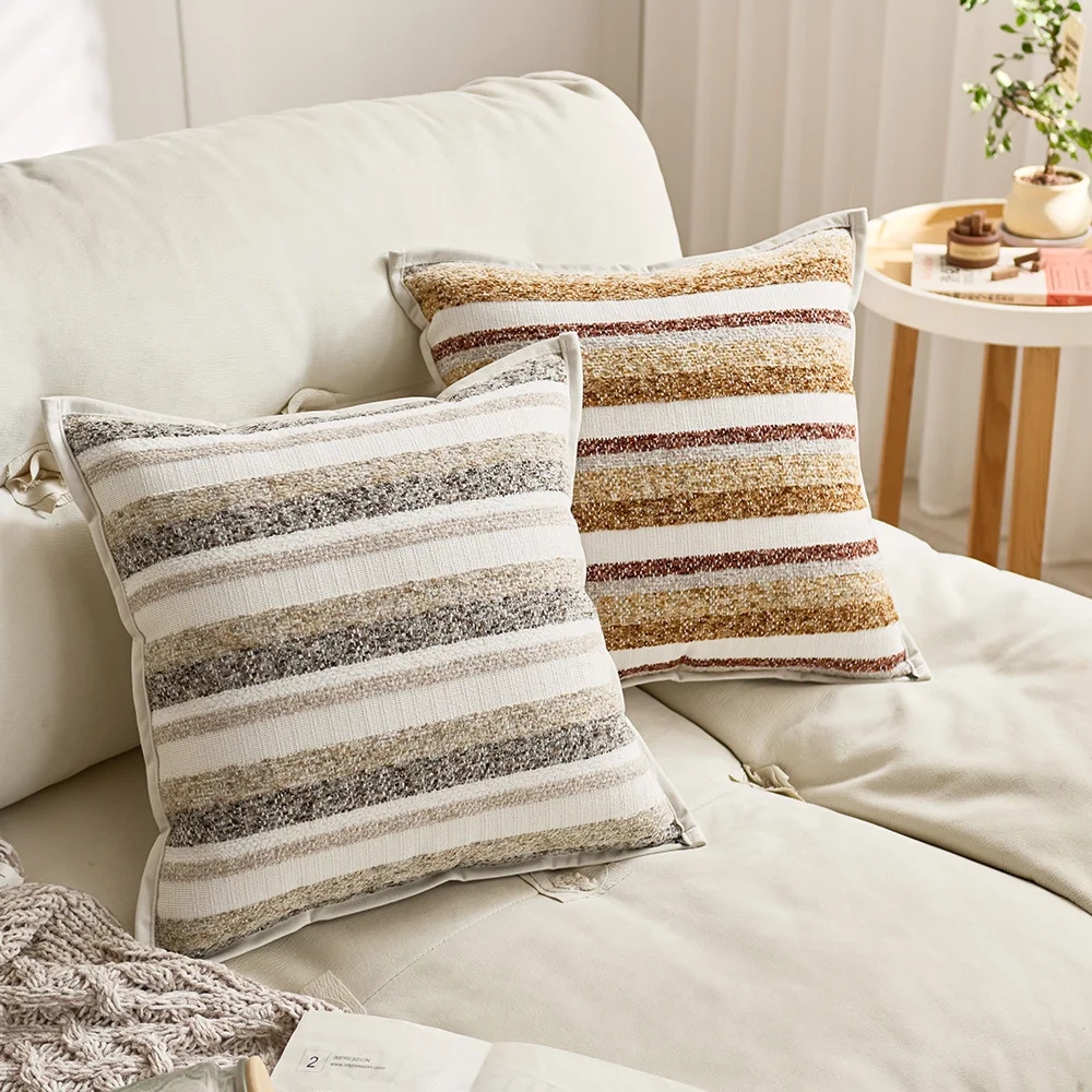 Simple Three-Dimensional Striped Jacquard Pillowcase Cojines Polyester Decor Home Sofa Throw Cushion Cover Headboard Pillowcases