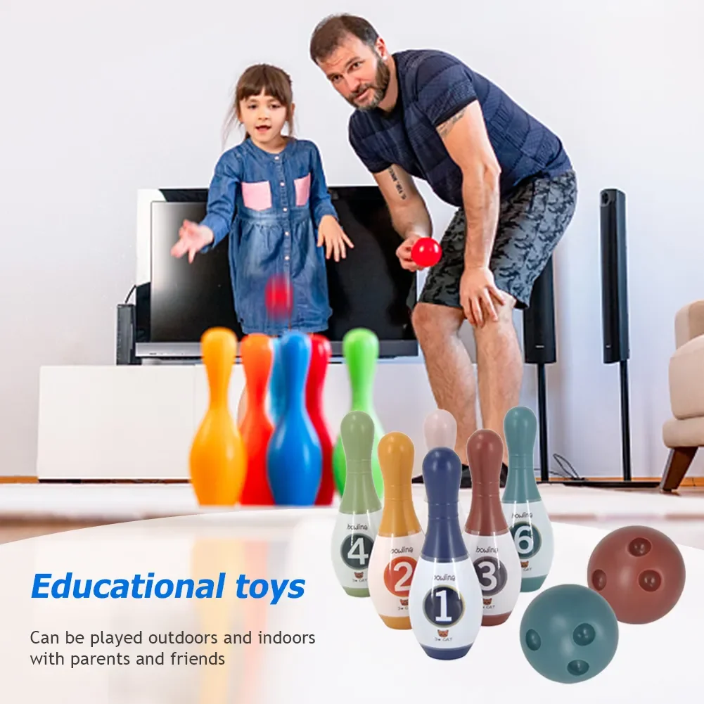 Juego de bolas de bolos para niños, juguete educativo para actividades al aire libre en interiores, divertido juego deportivo interactivo para padres e hijos, regalo para niños