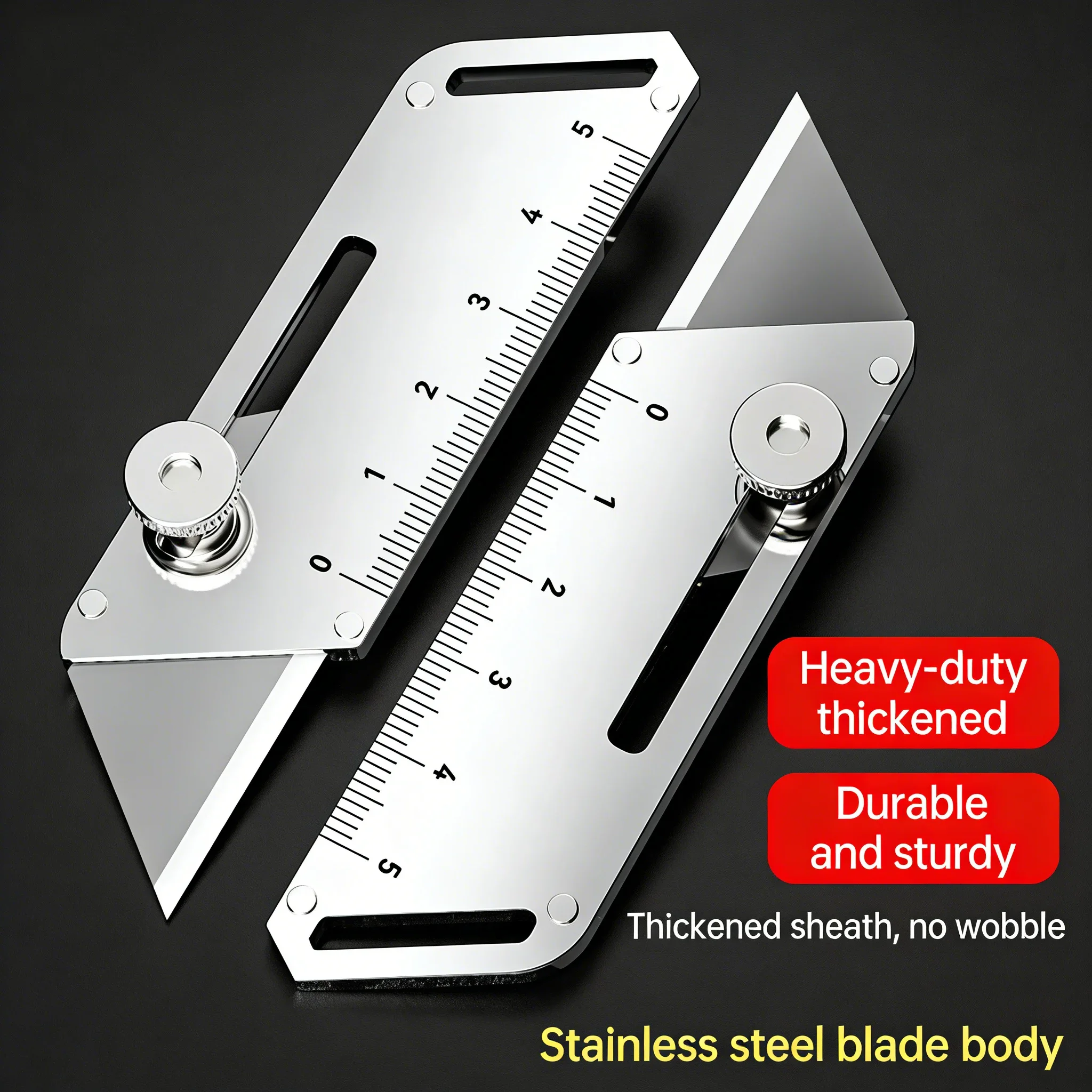 Heavy-Duty Industrial Utility Knife Compact Stainless Steel Craft Cutter with Bottle Opener SK5 Blades, for DIY Professional Use