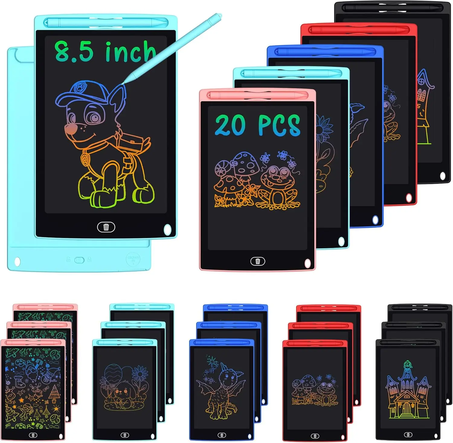 

20 Pack Kids LCD Writing Tablet, Reusable Drawing Board for School & Home, Lightweight Erasable Doodle Set