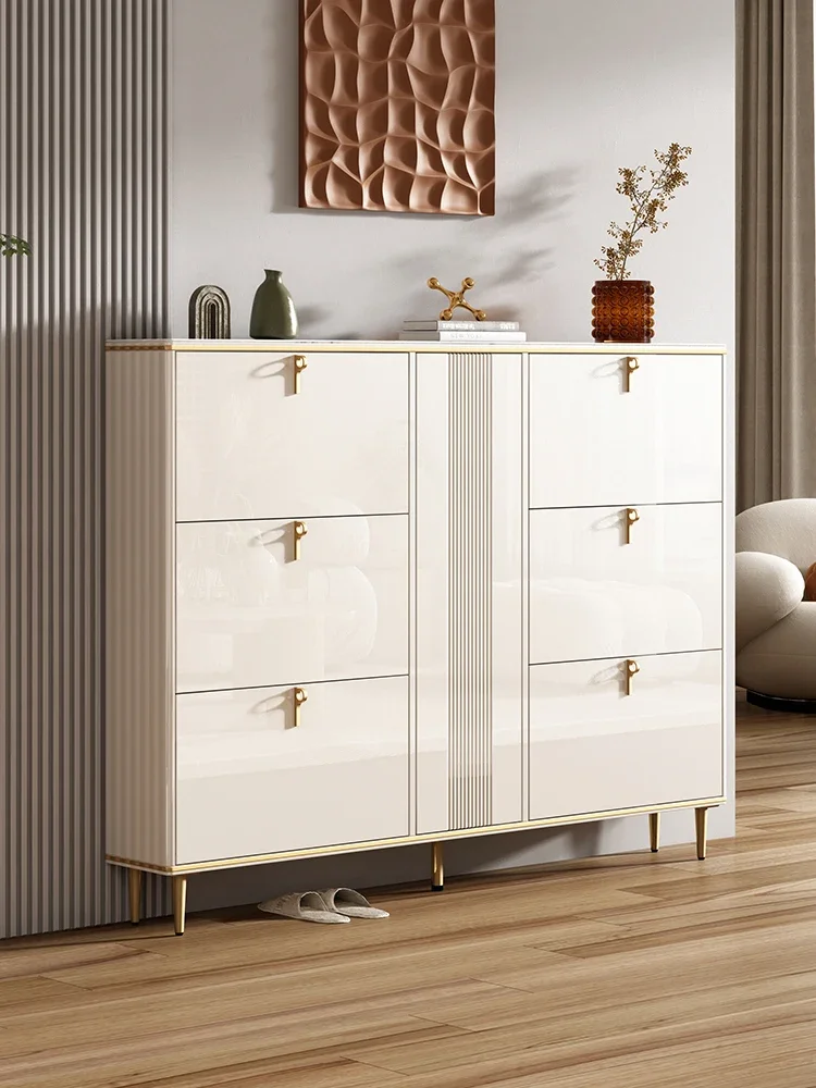 TAO Light luxury rock slab ultra-thin tipping bucket shoe cabinet 17cm thin home door very narrow super book