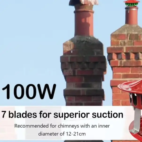 100W Flue Fan Chimney /Fan /Exhaust /Gas /12-21 Cm Fireplace Fan Smoke Extraction Chimney Induced Draft Fan Home Improvement