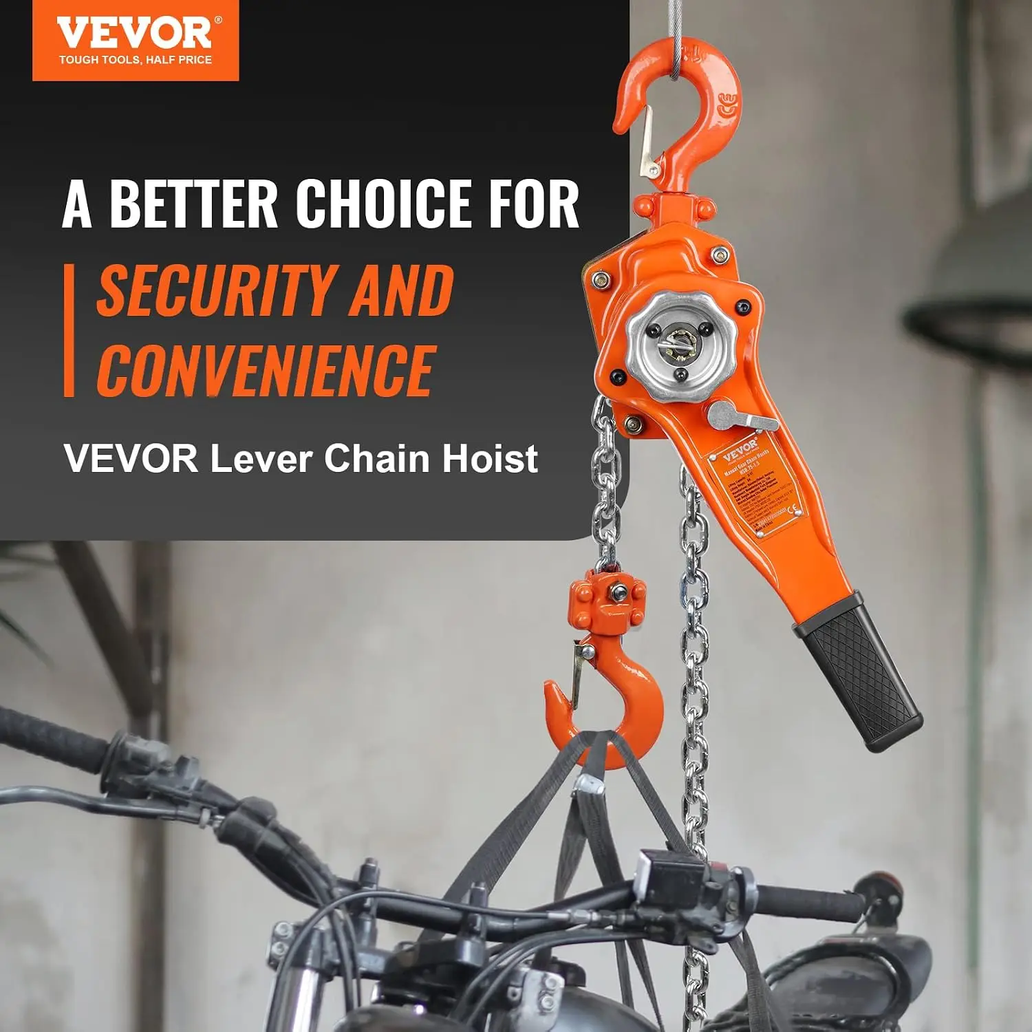 Manual Lever Chain Hoist, 3/4 Ton 1650 lbs Capacity 10 FT Come Along, G80 Galvanized Carbon Steel with Weston Double-Pawl Brake,