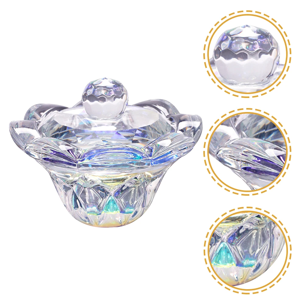 كوب كريستال مانيكير طبق شفاف كوب زجاجي مدمج لخلط مسحوق الأكريليك وأداة تنظيف فن الأظافر السائلة استخدام موثوق #5