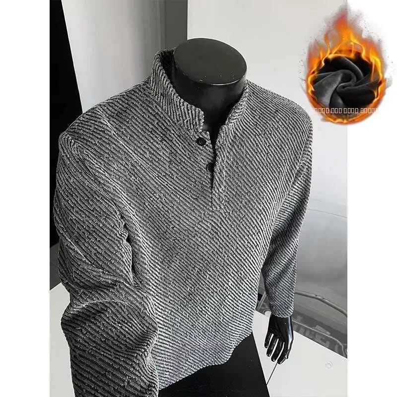 

22TREE Мужская свободная футболка с воротником хенли, американский нейтральный дизайн, из полиэстера, для делового и повседневного стиля