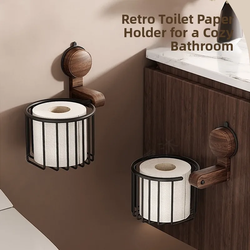 

Держатель для туалетной бумаги Batoom, ореховое дерево, Batoom elf, сверление не требуется, присоска, туалетная бумага Ra для женщин