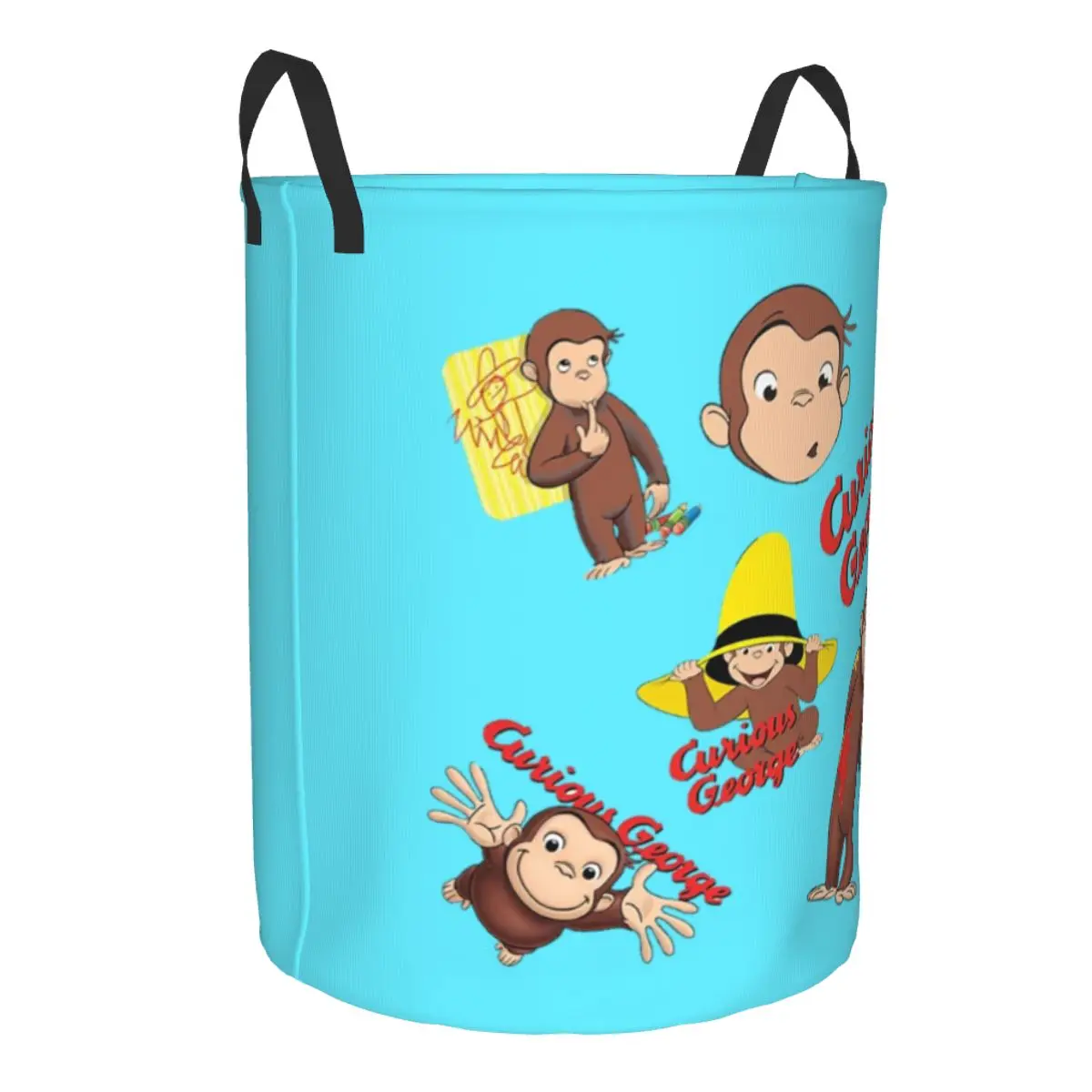 Funny Anime Laundry Basket Collapsible Large Clothes Storage Bin Curious George Monkey Baby Hamper