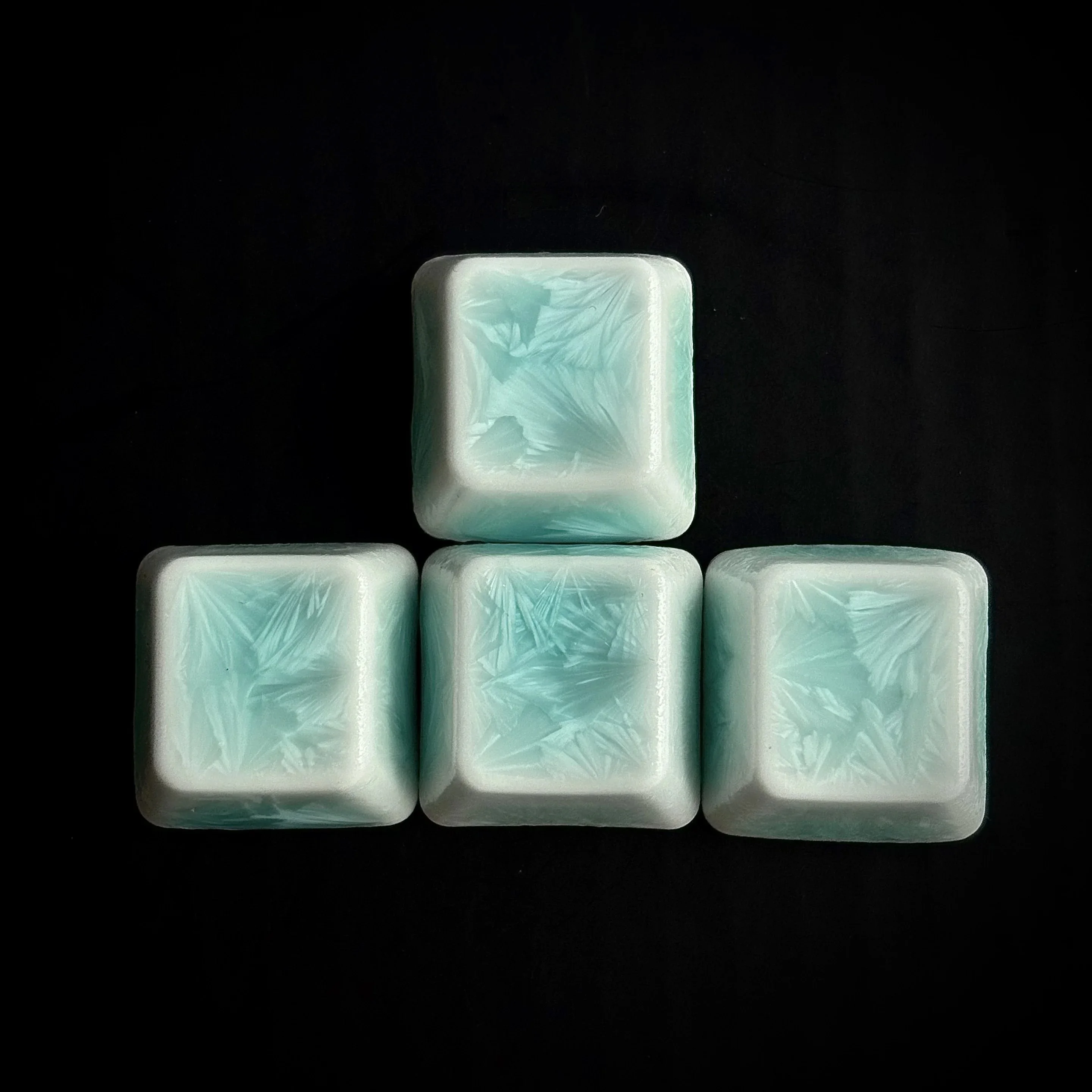 Crystal Glaze Ceramic WASD Keycaps 4PCS, Blank Translucent Shine-Through, OEM Profile, Wear-Resistant & Oil-Resistant
