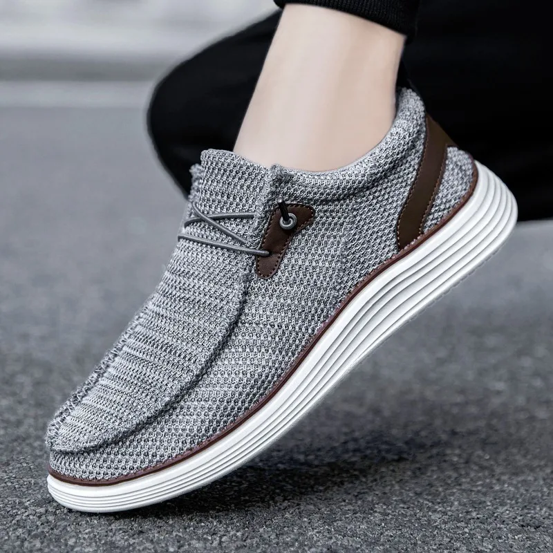 Fujeak Spring Summer Men\'s Casual Canvas Shoes Breathable Soft Outdoor Walking Shoe Slip-on Footwear Sneakers Large Size 39-46