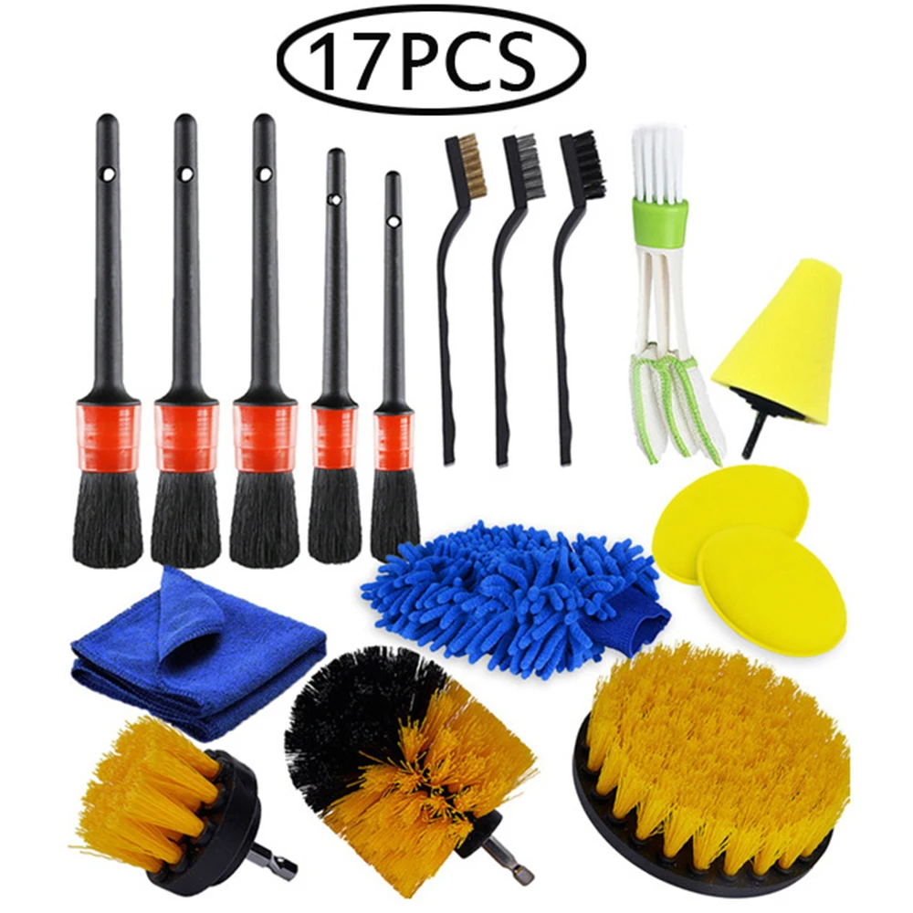 

Car Detailing Brushes Kit Drill Detail Brush Cleaning Kit for Cleaning Wheels Dashboard Interior Exterior Air Conditioner