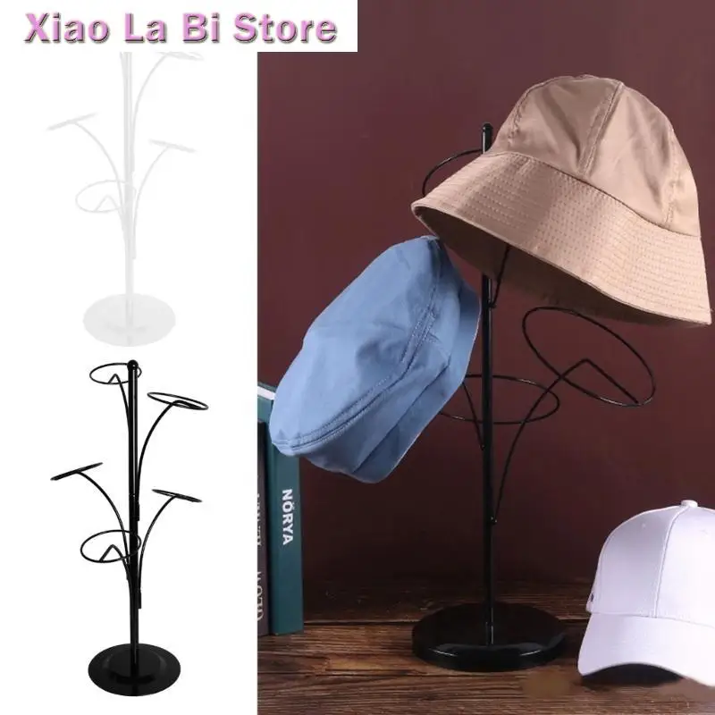 XXFD Modern Metal Hat Stand con 5 ganci rotondi in piedi da baseball Cappello per cappello da stoccaggio del cappello semplice