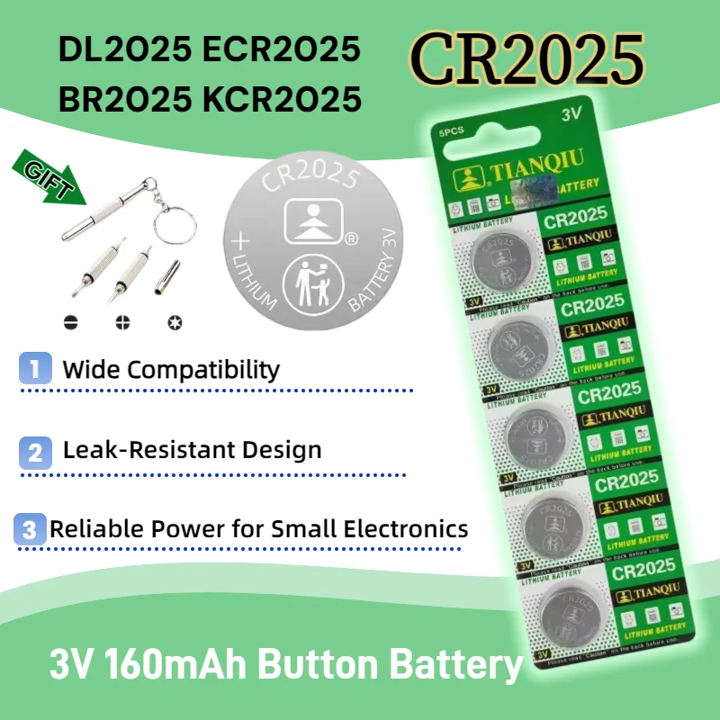 top5-100PCS CR2025 3V Lithium Button Batteries For Watch Calculator Clock Remote Toys Calculator DL2025 BR2025 LM2025 Coin Cell