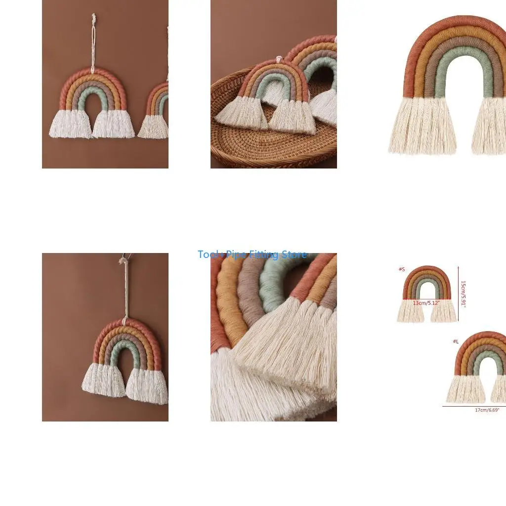 F92B Rainbow Wall Hanging Ornament Handmade Weaving Macrame Home Decoration for Nurse