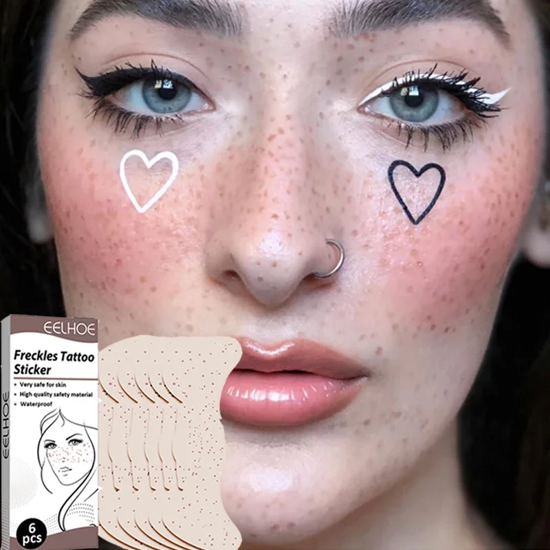 6pcs/box Face Fake Freckles Tattoo Sticker Freckle Makeup Patch Waterproof Long-lasting Natural Freckle One-time Tattoo Stickers