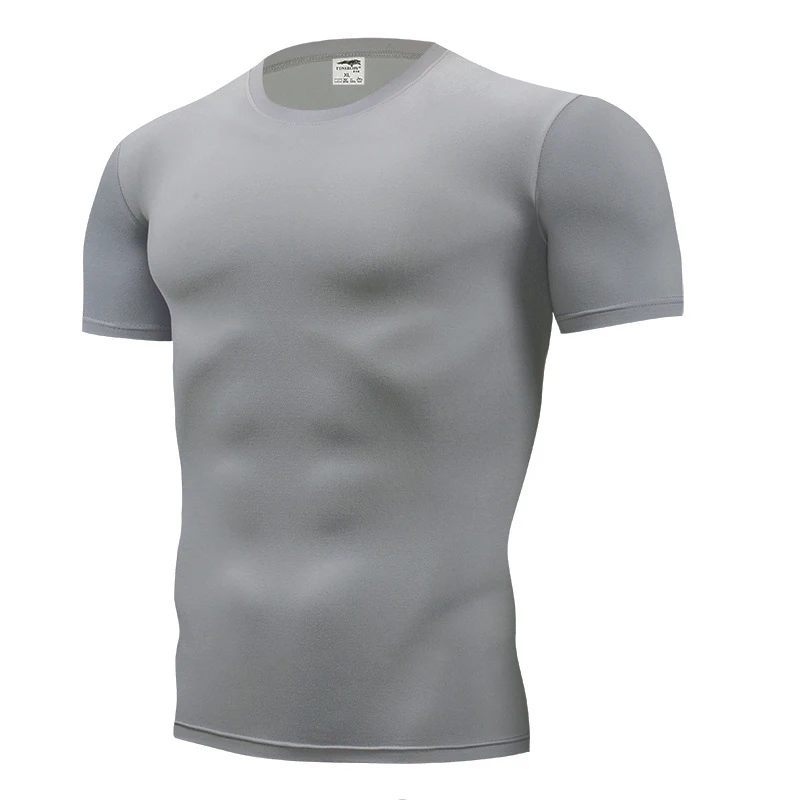 2023 New Summer Fashion Running Male T Shirts O Neck Solid Color Short Sleeve Slim Fitness Sports Men Tops