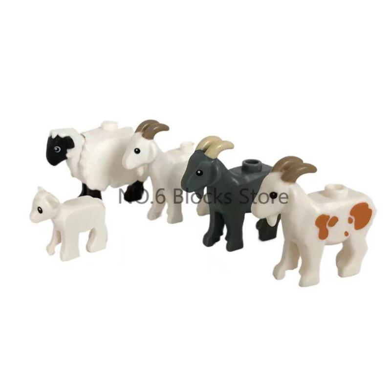 MOC Tier-Bausteine Wald-Zoo Säbelzahntiger Bär Elch Elefant Adler Hai Affe Löwe Mini-Bausteine Spielzeug Kindergeschenk S09