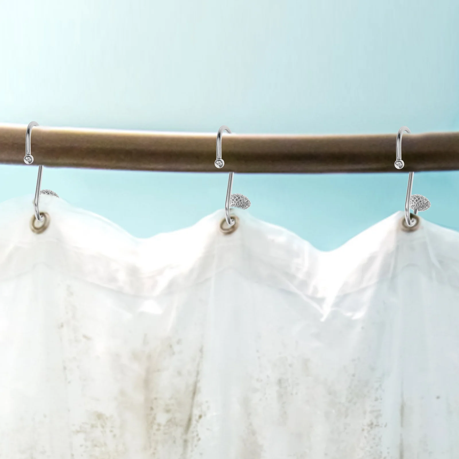 

12Pcs Curtain Hooks Strong Sturdy Iron Material Prevent Slipping Modern Style for Bathroom Bedroom Decor