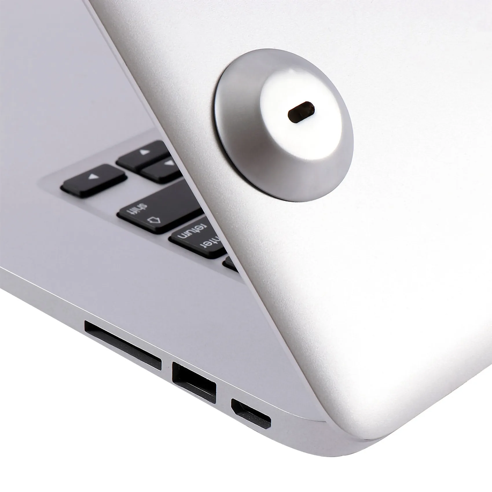 AY14 -Adhesive Security Plate With Slot For Cables To Lock Down Laptops, Tablets, Monitors And Other Devices (Silver 2 Pack)