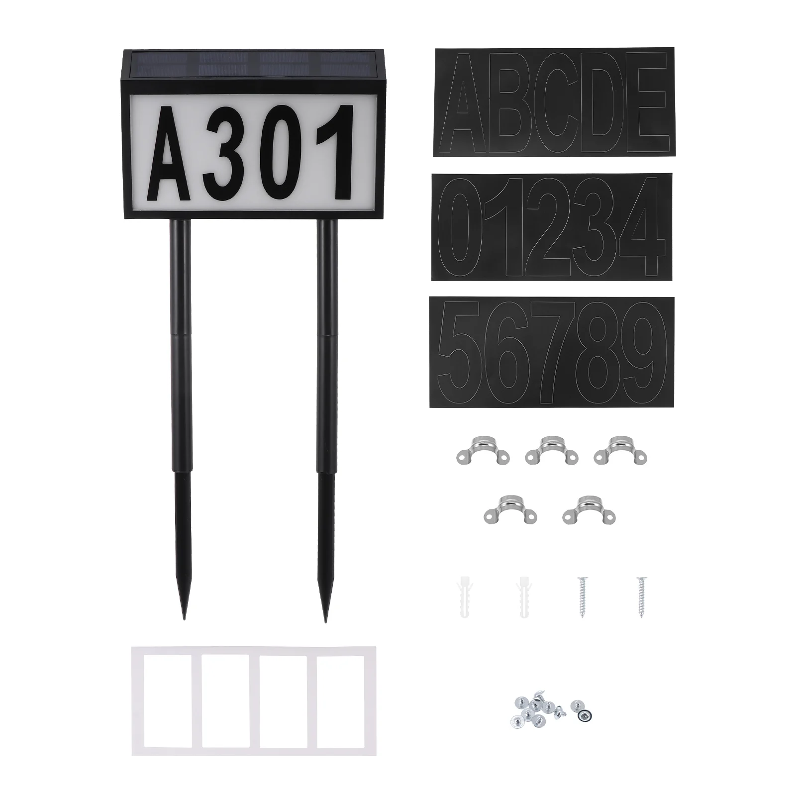 

1 Doorplate Sign 5 Letters 3 Number Sets Solar Plate 10 LED Garden Plastic Large Address Indication Home Hotel Restaurant