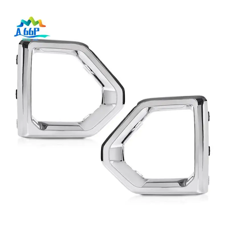 

A66P-For GMC Sierra 2019-2021 Denali SLT Front Fog Light Outer Bezel Cover Chrome Set