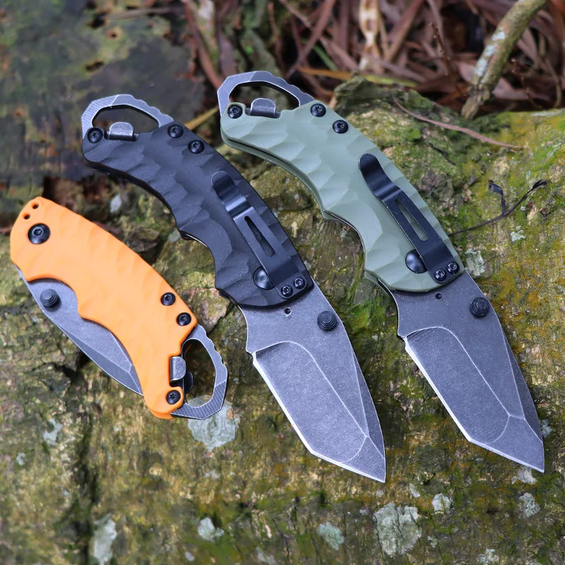 Stainless steel small knife, three color all steel multifunctional folding knife, outdoor cutting tool, camping survival