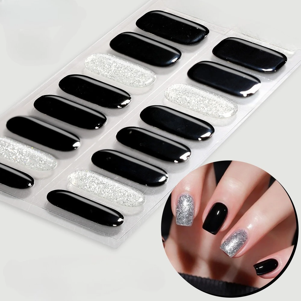 16/22 Tips UV Semi Uitgeharde Gel Nagelstickers voor UV Lamp Designer Lijm Nagel Gel Wraps Mancire Mode nagel Glijbaan