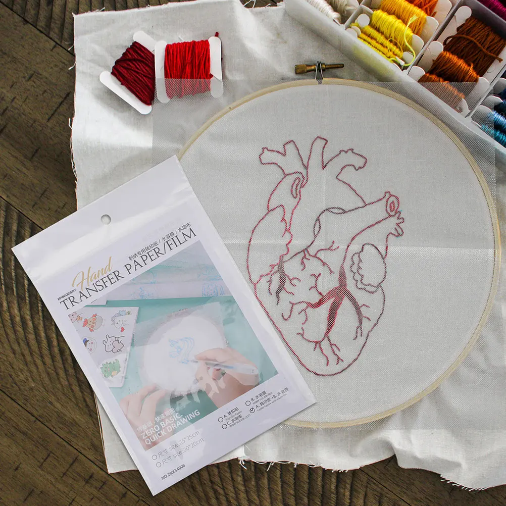 

8Pcs DIY Water Soluble Embroidery Transfer Paper Stabilizer for Shoes Clothes Tshirts Pre Printed Patterns Water Soluble Thread