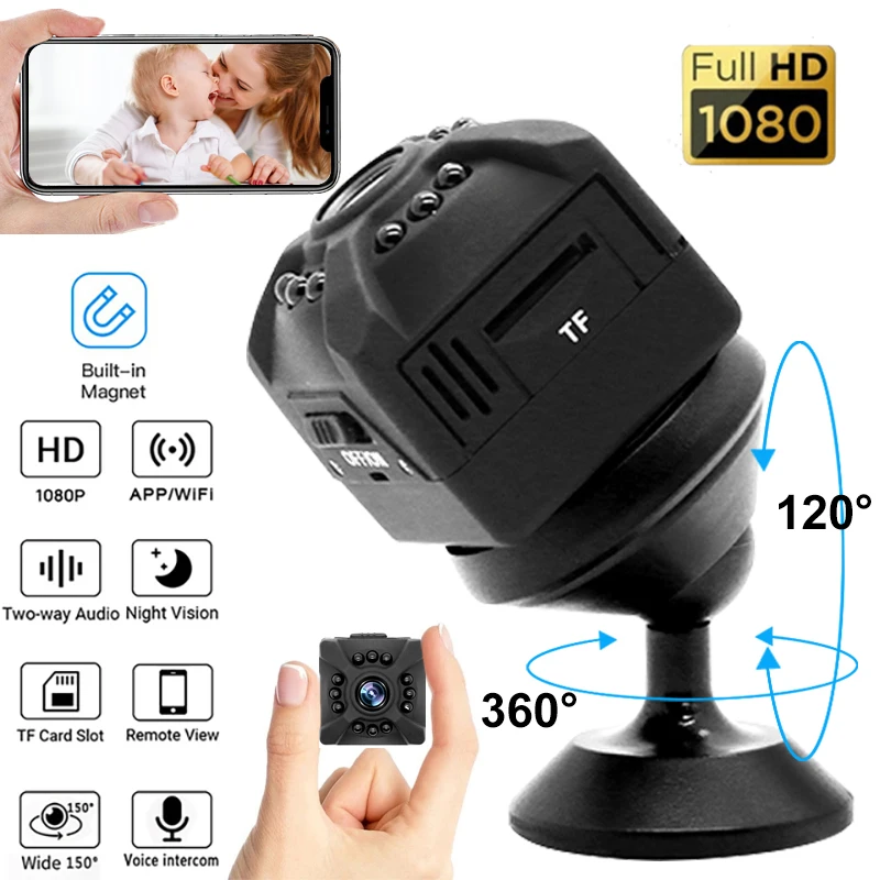 

Мини-камера 1080P Беспроводная с поддержкой Wi-Fi и функцией ночного видения