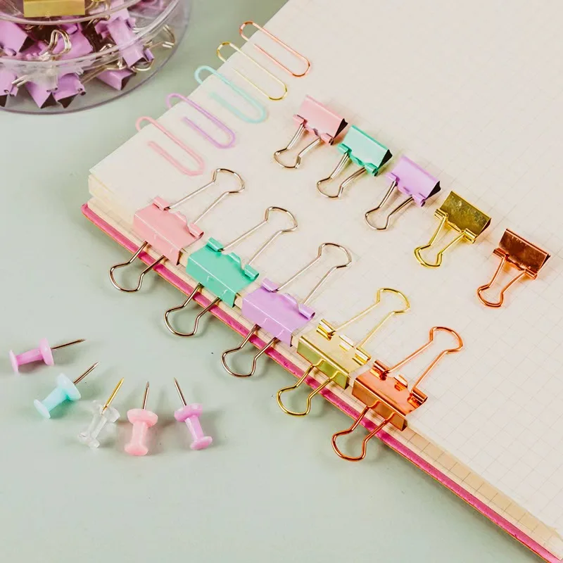 1 Set of Cute Student Office Stationery Set Creative  Paper Clip Box Four Types Metal High Quality Product Thickening